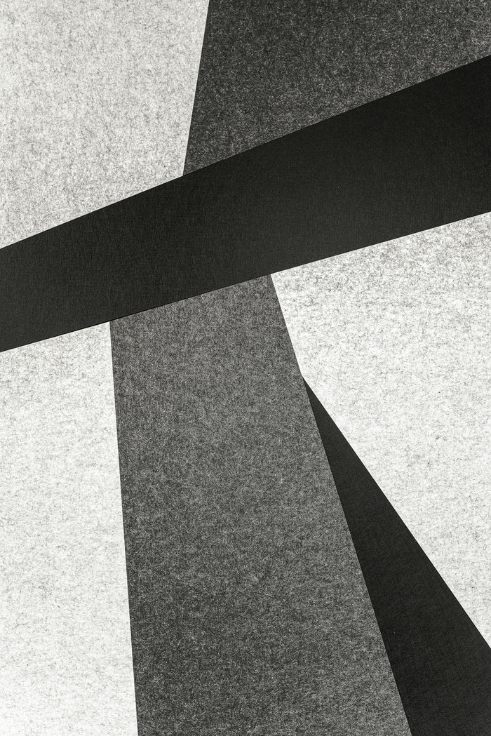 Black Beam Composition - Minimal black and white geometric architectural shadows. Museum-grade framed artwork by Veriando Studio.