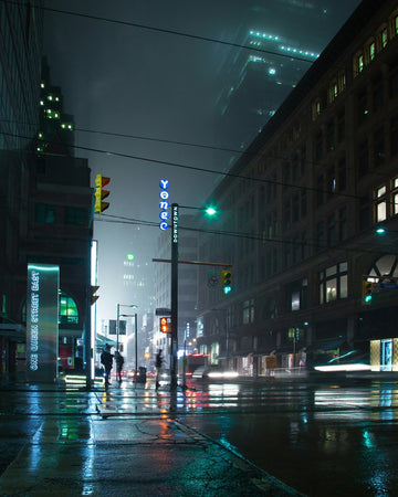 Midnight Street Reflection Warm room