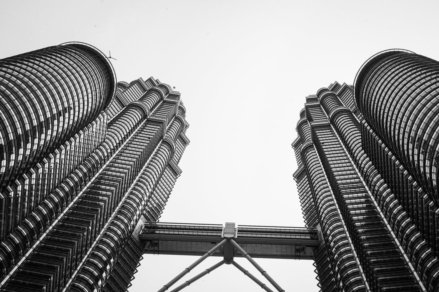 Twin Towers in Monochrome - Petronas-style twin towers in high contrast monochrome. Museum-grade framed artwork by Veriando Studio.
