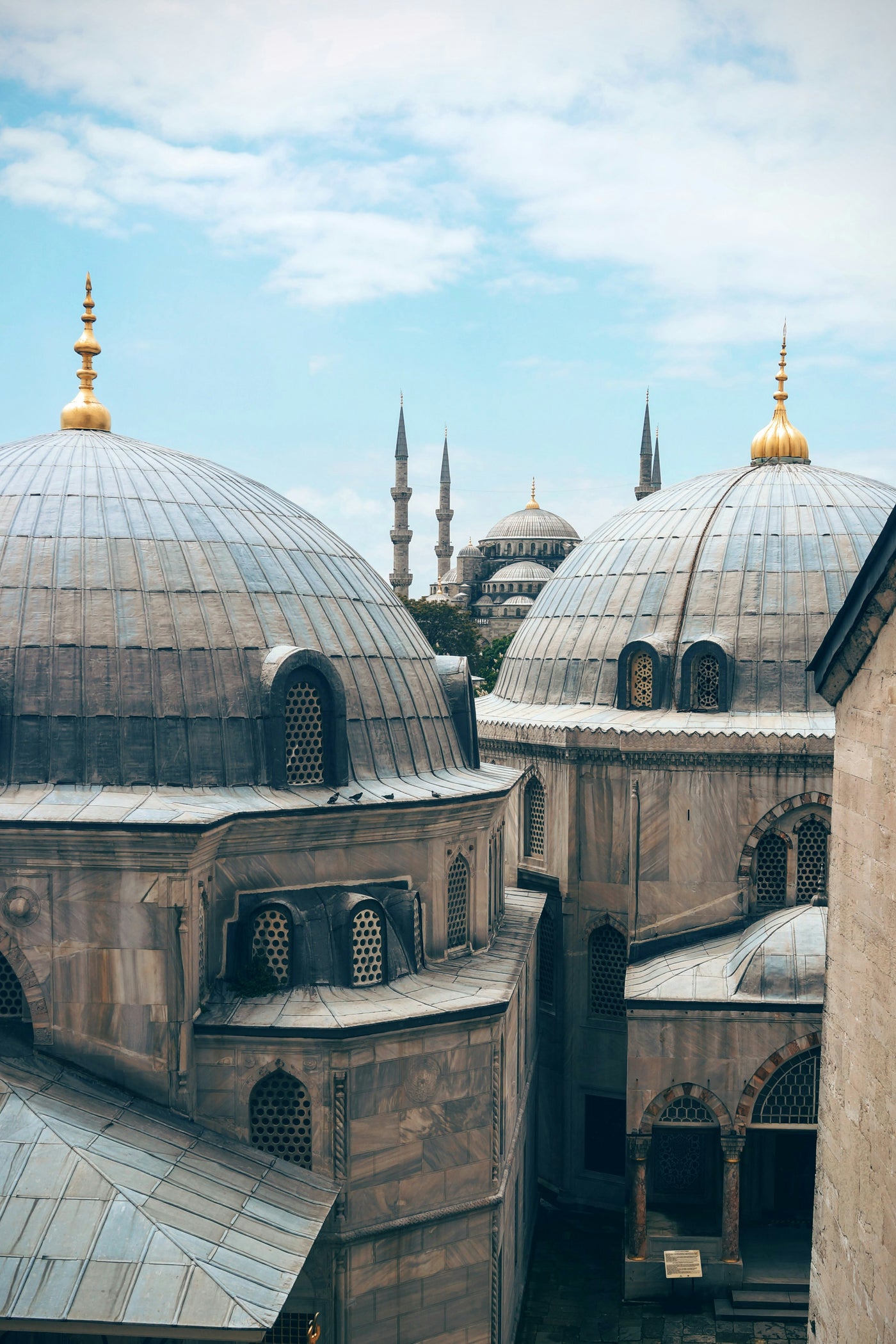 Domes Above the Old City - Historic domes and minarets beneath a pale sky. Museum-grade framed artwork by Veriando Studio.