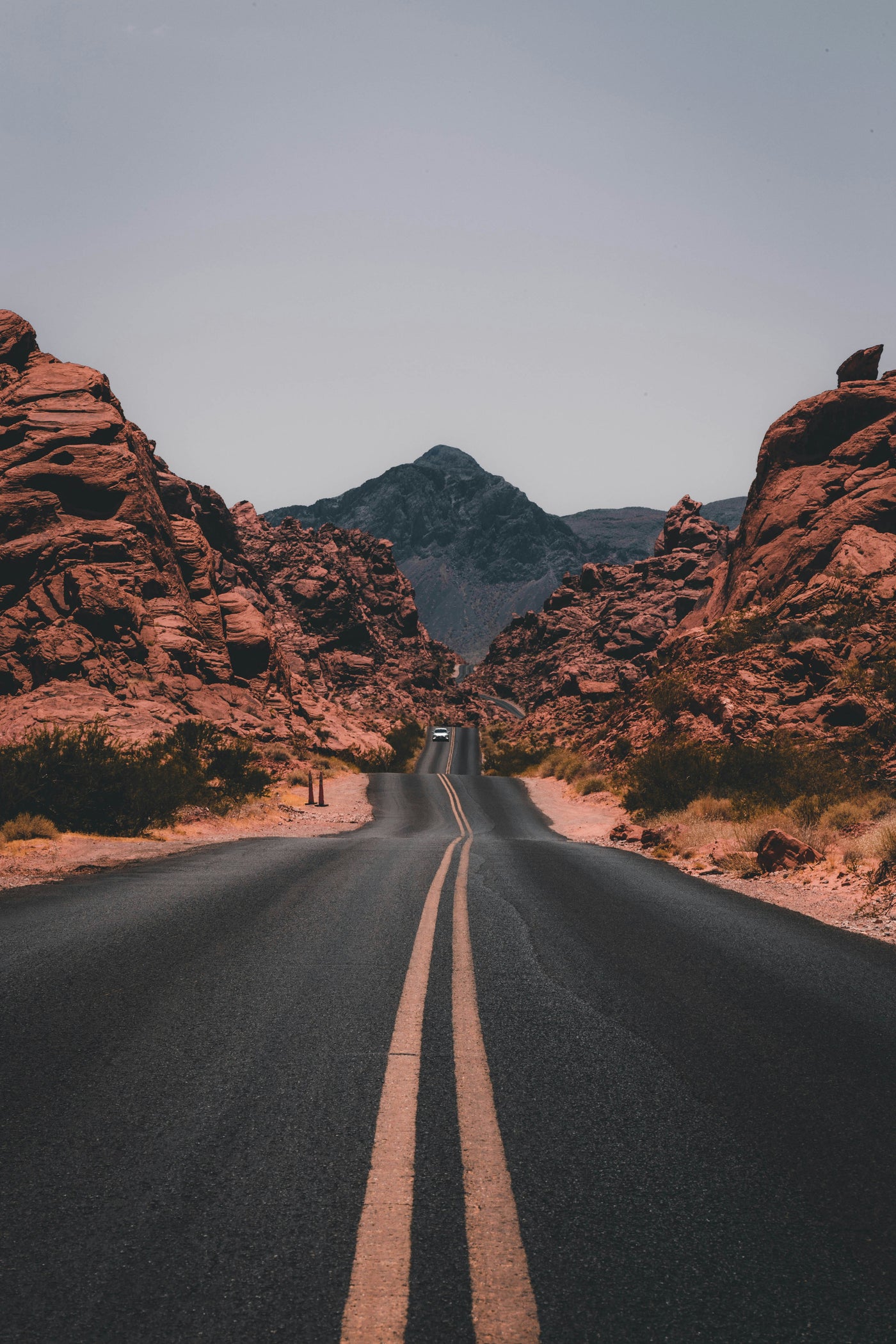 Road Through Red Stone - Open road through red desert rock. Museum-grade framed artwork by Veriando Studio.