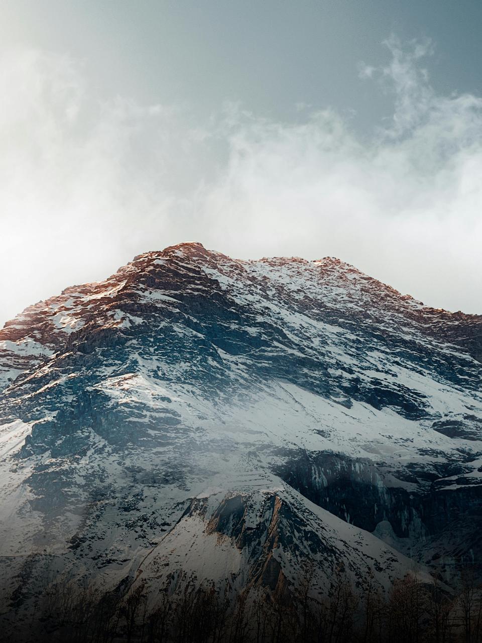 Mountain Breath - Mountain peak under moving mist. Museum-grade framed artwork by Veriando Studio.