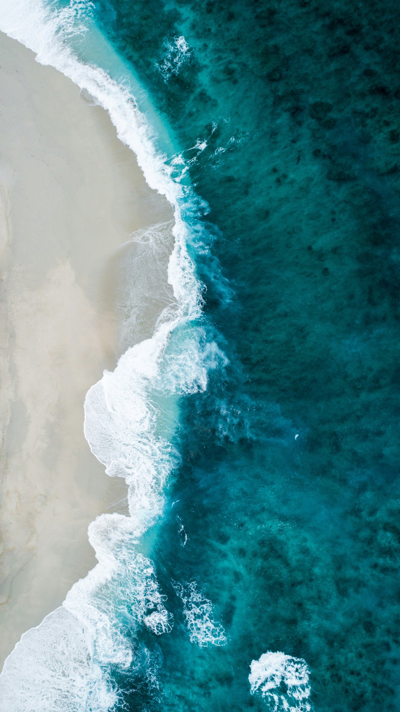 White Foam Coastline - Aerial coastline with white foam and clear turquoise water. Museum-grade framed artwork by Veriando Studio.